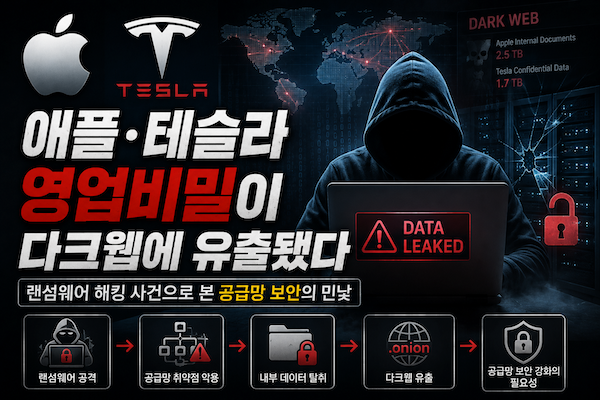 애플 테슬라 다크웹 영업비밀 유출